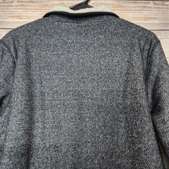 Orvis Sherpa Fleece Lined Tweed Gray 1/4 Zip Pullover Sweater Jacket Men's Small - Picture 12 of 16